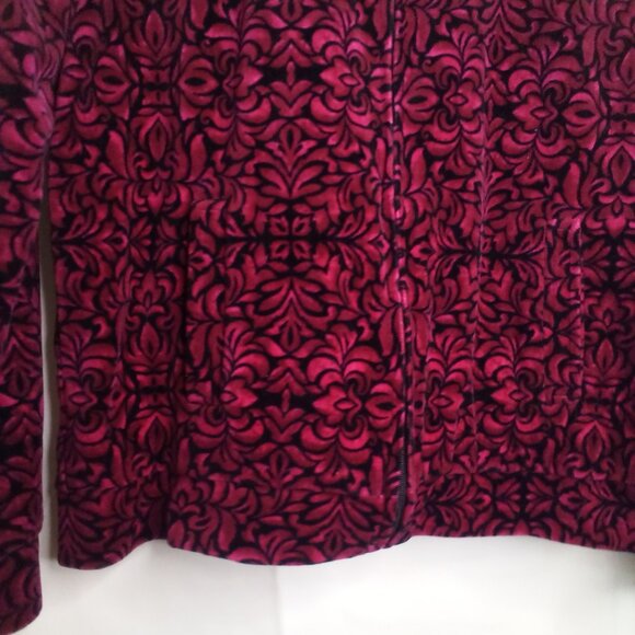 Kim Rogers Jacket Women S Full Zip Velvet Pattern Pink Black - Picture 7 of 16